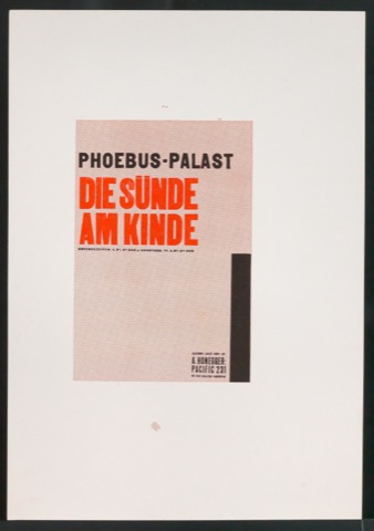 Verkleinerte Probedrucke von Plakat Die Sünde am Kinde für Phoebus-Palast