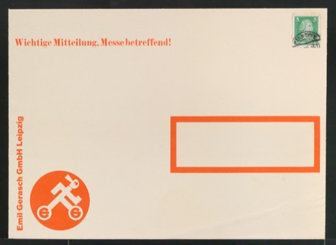Briefumschlag Wichtige Mitteilung, Messe betreffend