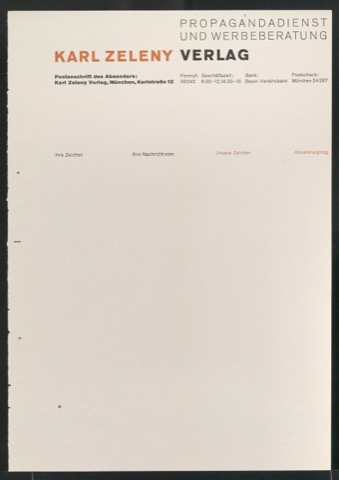 Briefbogen für Karl Zeleny Verlag