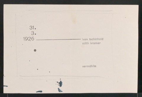 Entwurf für die Heiratsanzeige von Ivan Tschichold und Edith Kramer