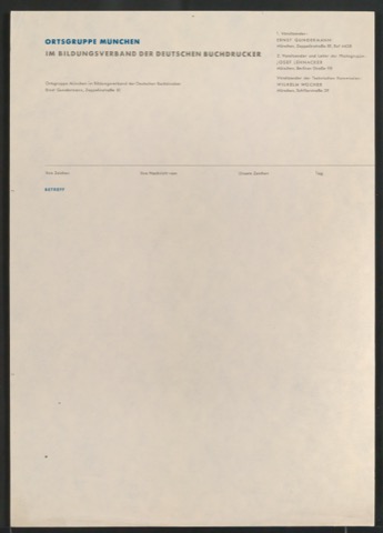 Briefbogen für Bildungsverband der Deutschen Buchdrucker (Ortsgruppe München)