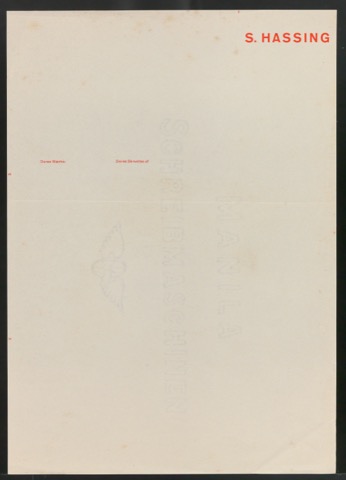 Briefbogen für S. Hassing
