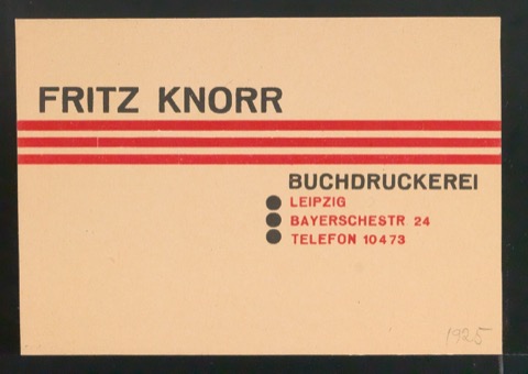 Visitenkarte von Fritz Knorr Buchdruckerei