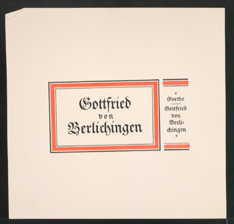 Montierte Probedrucke für Titelschild und Rückenschild von Gottfried von Berlichingen