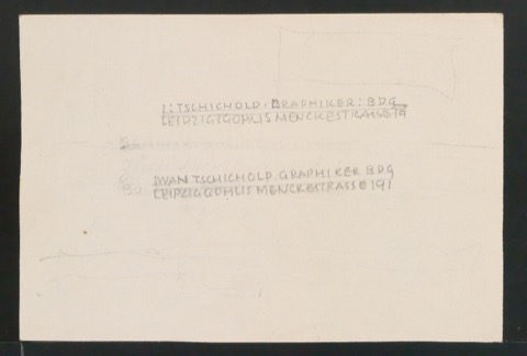Entwurfsskizze von Briefkopf für Iwan Tschichold