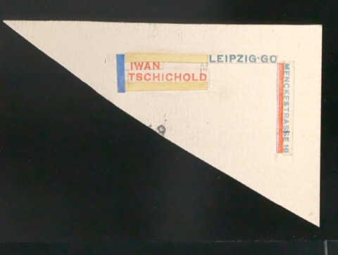 Klebeentwurf für Adressetikett Iwan Tschichold, Menckestraße 19