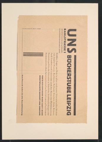 Zeitungsausschnitte mit Anzeigen für UNS-Bücherstube