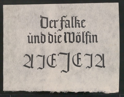 Probedrucke für das Titelblatt und Initialen von Der Falke und die Wölfin