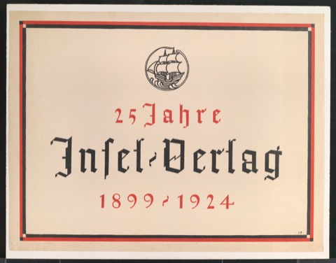 Verlagsschild Insel-Verlag - 25 Jahre Insel-Verlag; 1899 - 1924