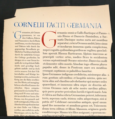 Kalligraphische Gestaltung für Titel Cornelii Taciti Germania