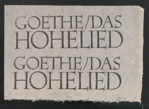 Probedruck für das Titelblatt von Das Hohelied