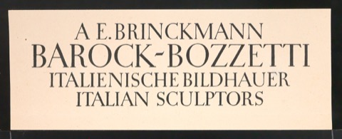Probedruck für den Titelzug für Barock-Bozetti, Band 1