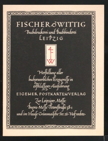 Belegexemplar eines Handzettel für Fischer & Wittig