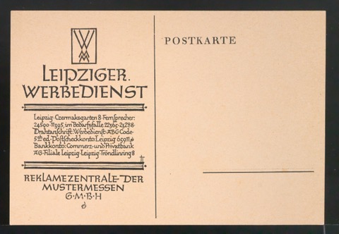Postkartenvordruck Leipziger Werbedienst