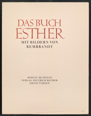 Probedrucke für Schmutztitel und Titelblatt von Das Buch Esther