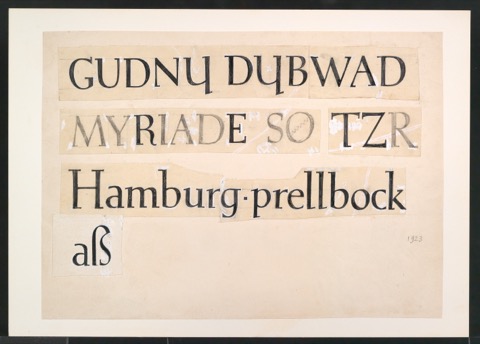 Montierte Entwurfszeichnungen eines Antiqua-Alphabetes