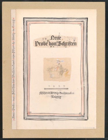 Entwurf und Probedrucke für den Umschlag und Titel von Schriftkatalog Neue Probe von Schriften