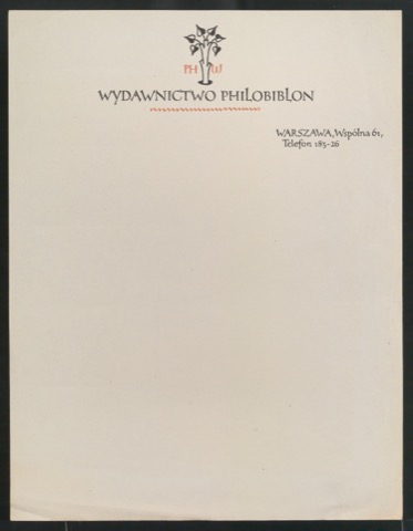 Abgetrennter Briefkopf und Briefbogen für Philobiblon