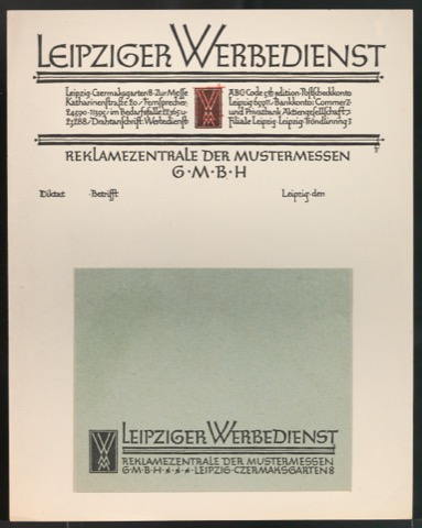 Briefbogen, Rechnungsvordruck und Briefumschläge für Leipziger Werbedienst