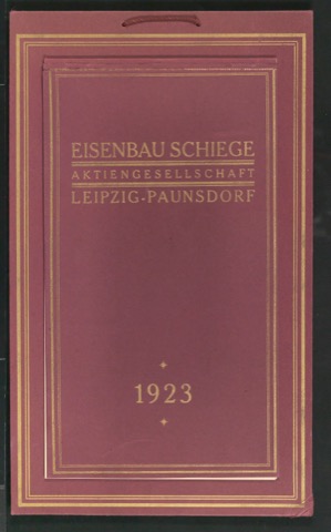 Wandkalender Eisenbau Schiege Aktiengesellschaft Leipzig-Paunsdorf 1923