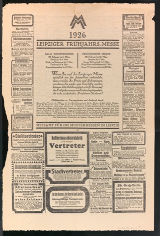 Zeitungsausschnitte mit Anzeigen der Leipziger Messe