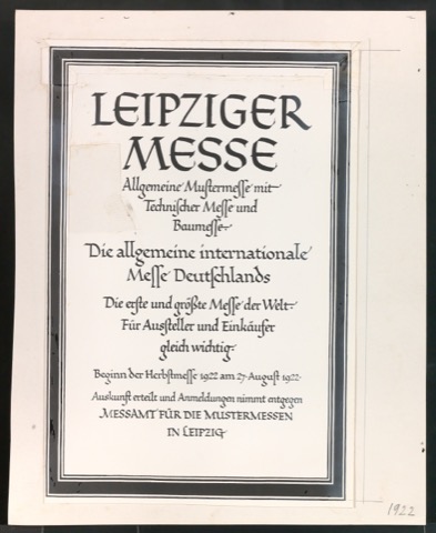 Entwürfe von Werbeanzeige und Firmenzeichen für die Leipziger Entwurfs- und Modellmesse