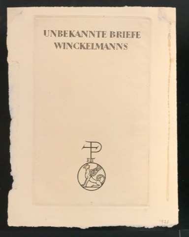 Verkleinerte Radierung für das Titelblatt von Unbekannte Briefe Winckelmanns
