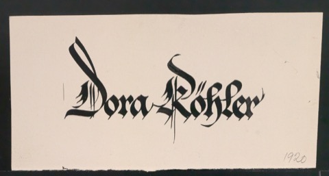 Entwurfszeichnung von Exlibris für Dora Köhler