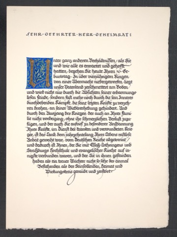 Sehr geehrter Herr Geheimrat