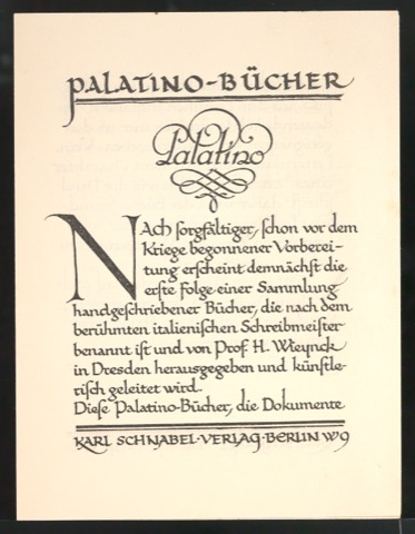 Handzettel für Palatino-Bücher