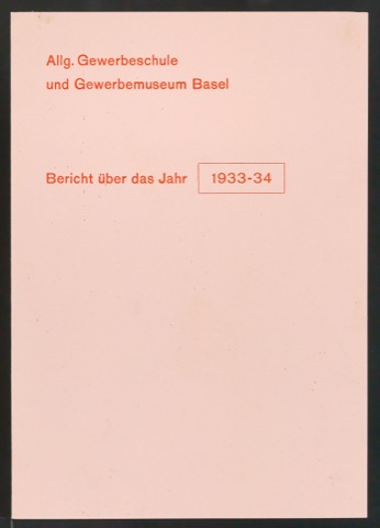 Probedrucke von Umschlag für Bericht über das Jahr 1933-1934