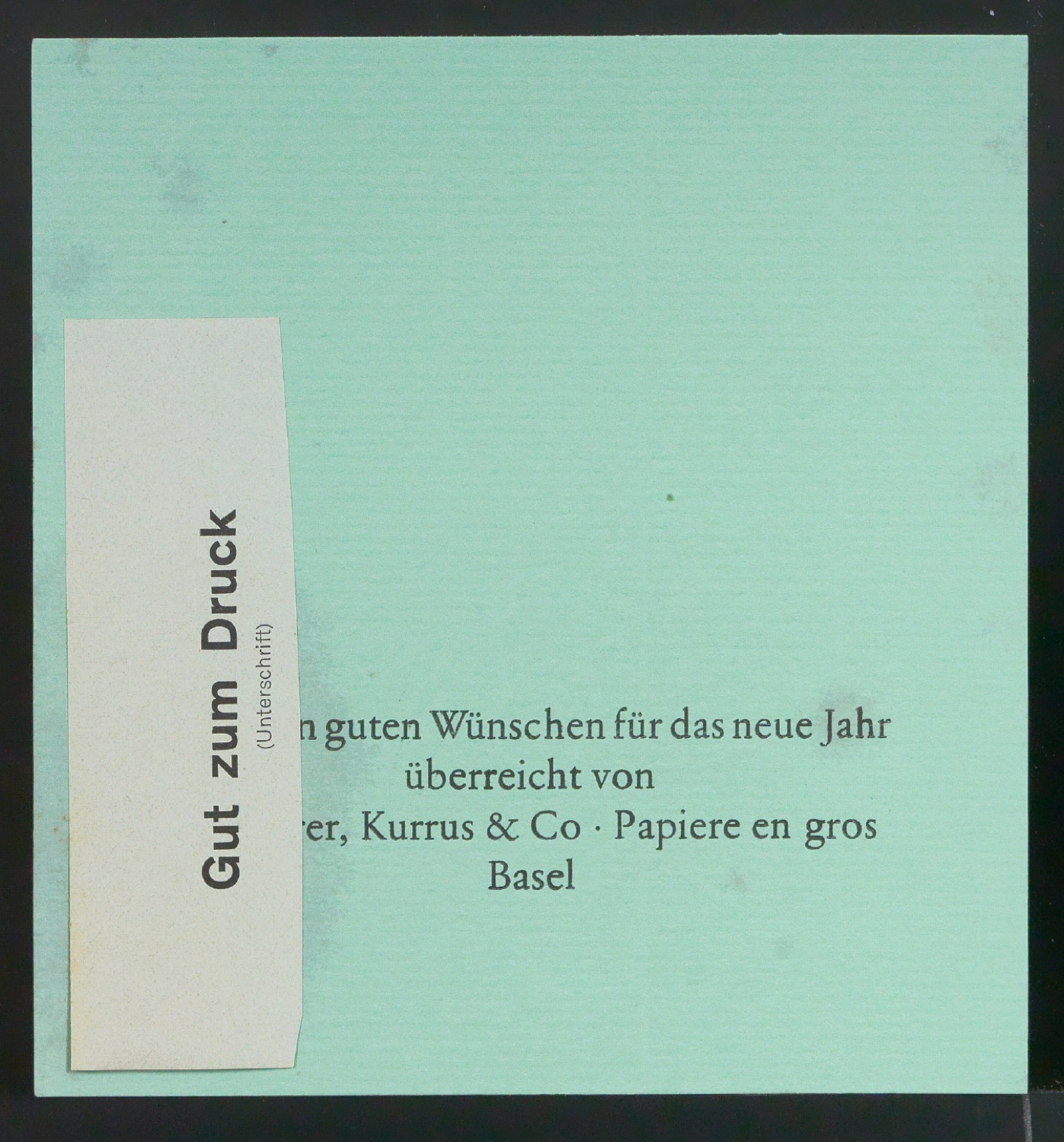 Skizze und Probedrucke von Empfehlungskarte Neujahrswunsch beigelegt zu Der chinesische Stempel — Blatt 44