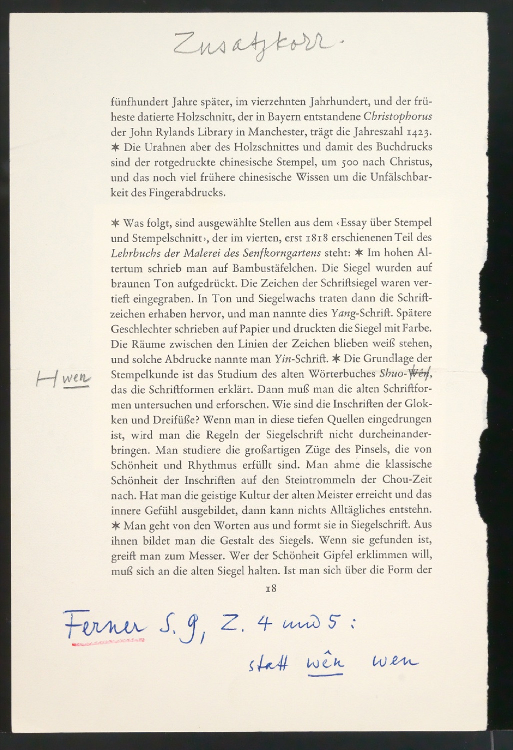 Skizzen, Probedrucke und Klebeentwürfe für Der chinesische Stempel — Blatt 9