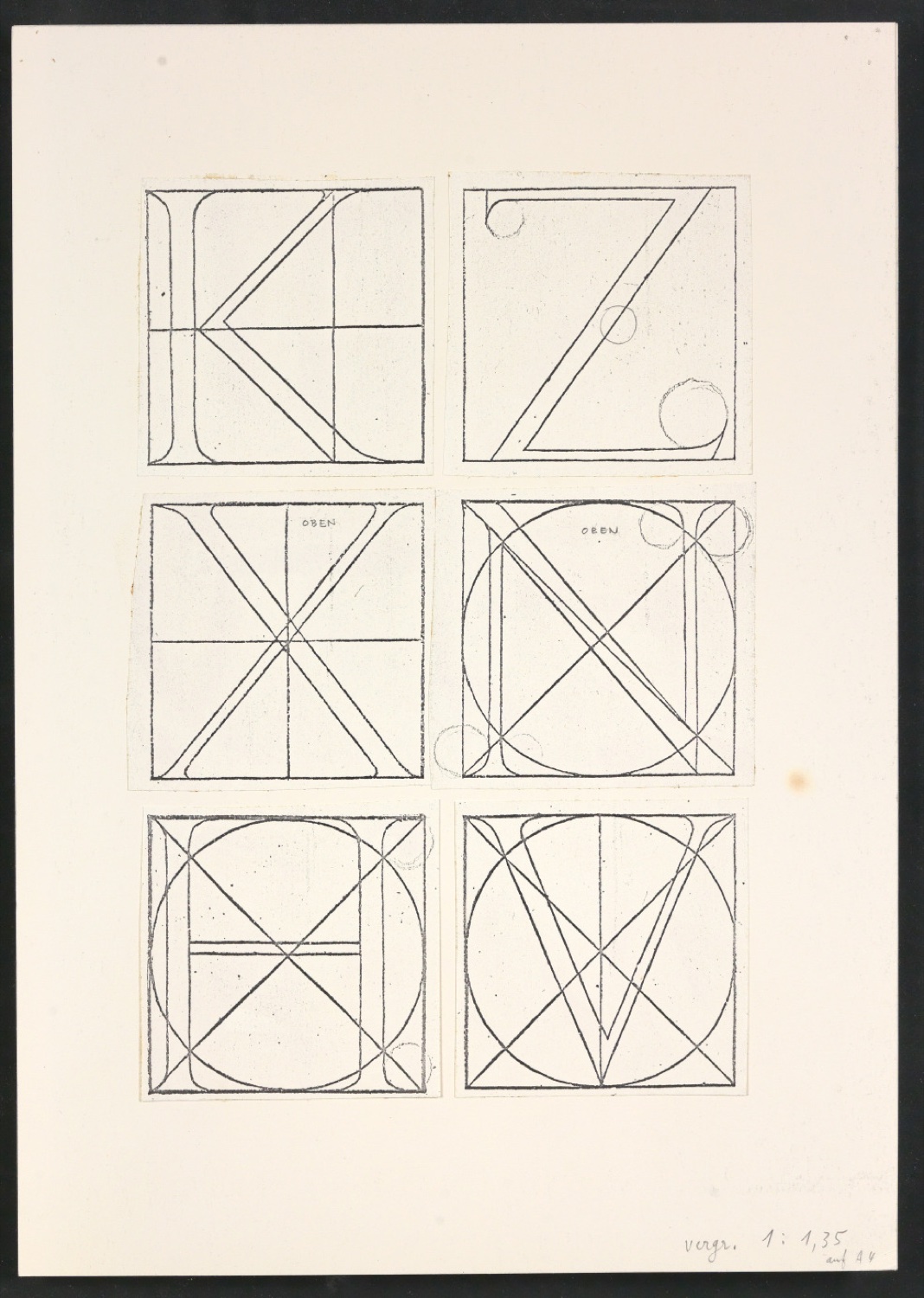 Mappe Erste Stufen für die Gestaltung von Das Alphabet des Damianus Moyllus — Blatt 7