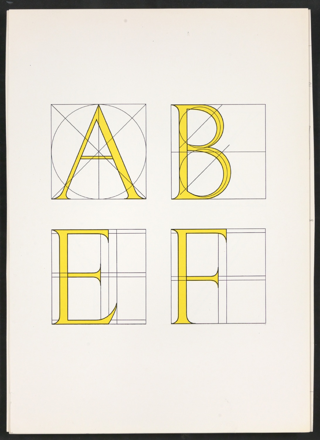 Montierte Entwürfe, Satzvorlagen und Probedrucke von Illustrationen für Das Alphabet des Damianus Moyllus — Blatt 15