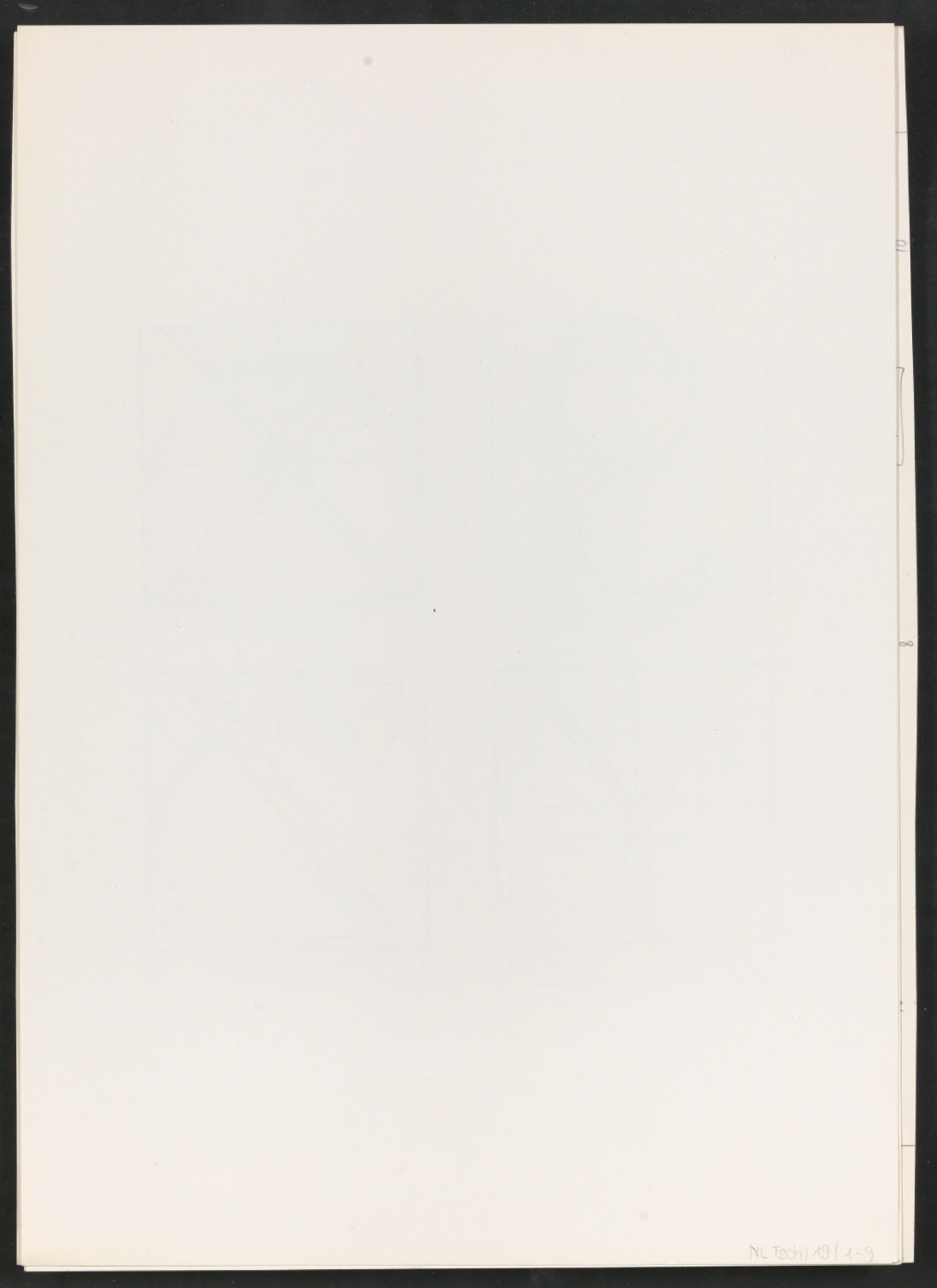 Montierte Entwürfe, Satzvorlagen und Probedrucke von Illustrationen für Das Alphabet des Damianus Moyllus — Blatt 18