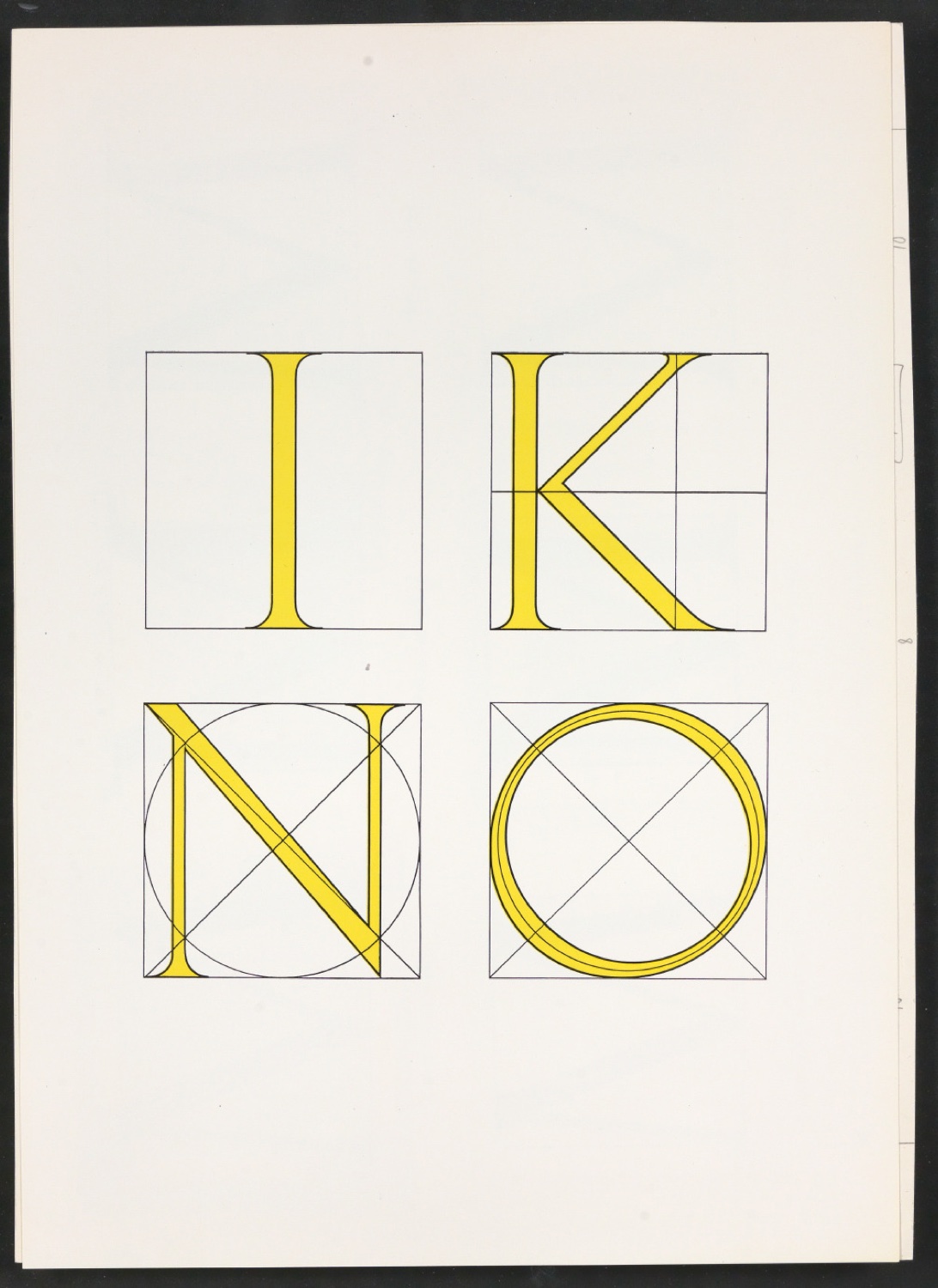 Montierte Entwürfe, Satzvorlagen und Probedrucke von Illustrationen für Das Alphabet des Damianus Moyllus — Blatt 21