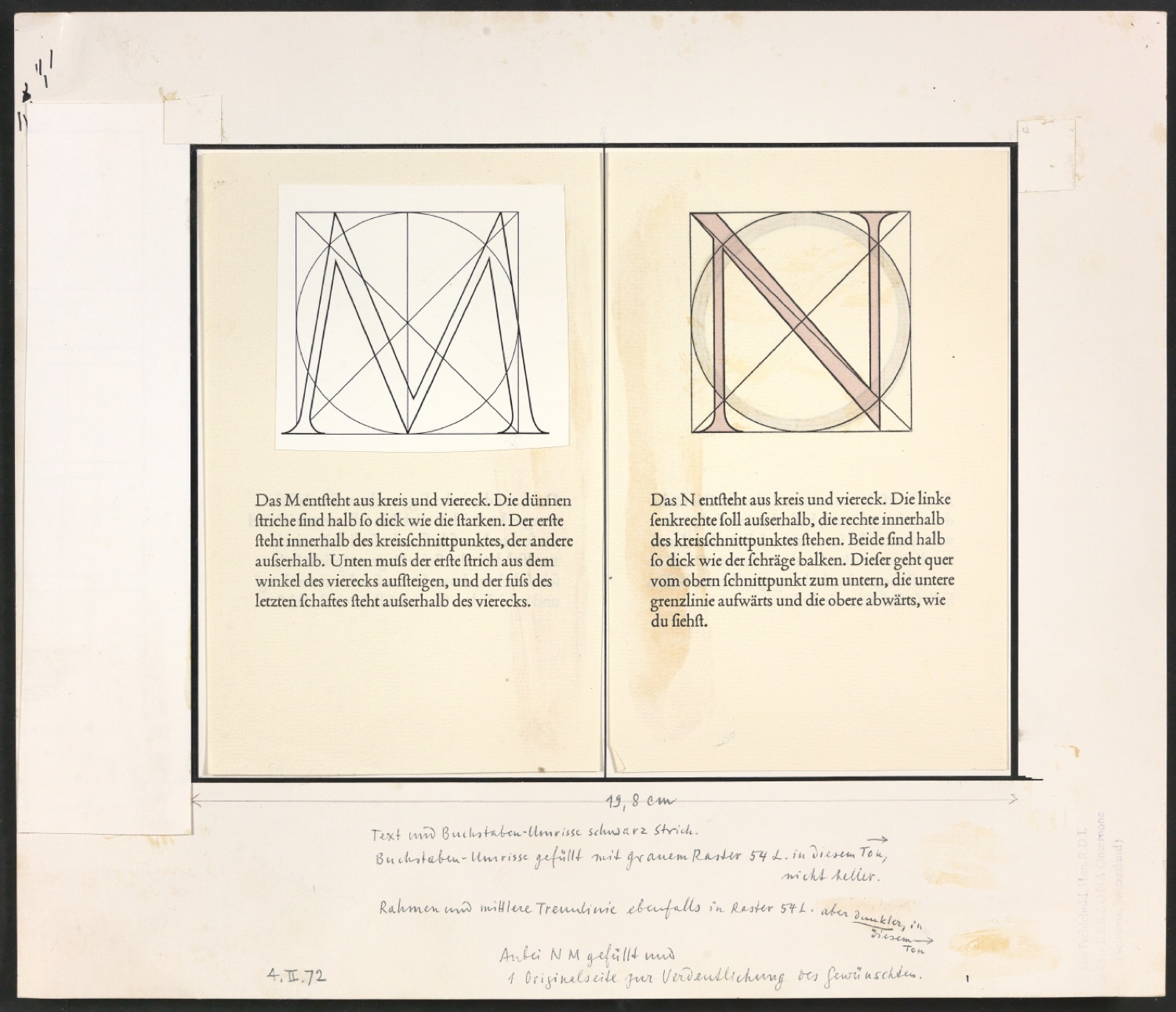 Montierte Entwürfe, Satzvorlagen und Probedrucke von Illustrationen für Das Alphabet des Damianus Moyllus — Blatt 25