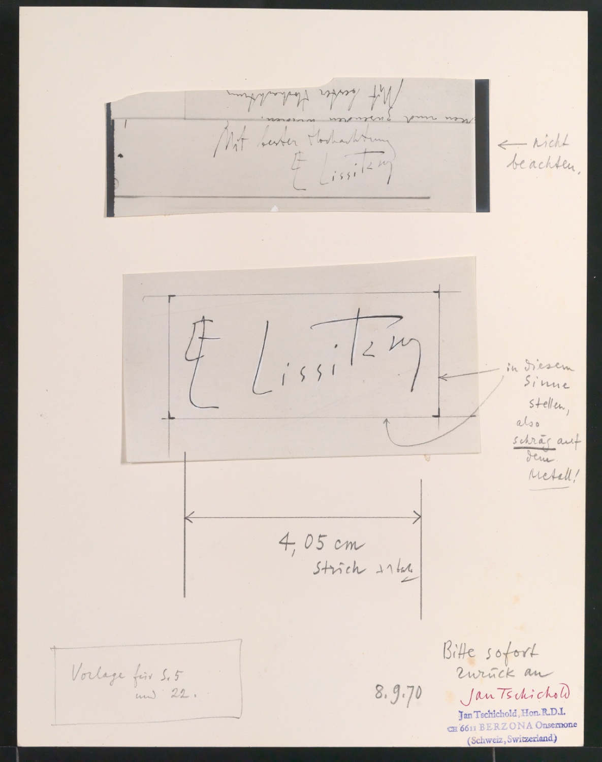 Mappe mit Vorarbeiten zu Werke und Aufsätze über El Lissitzky (1890-1941) — Blatt 10