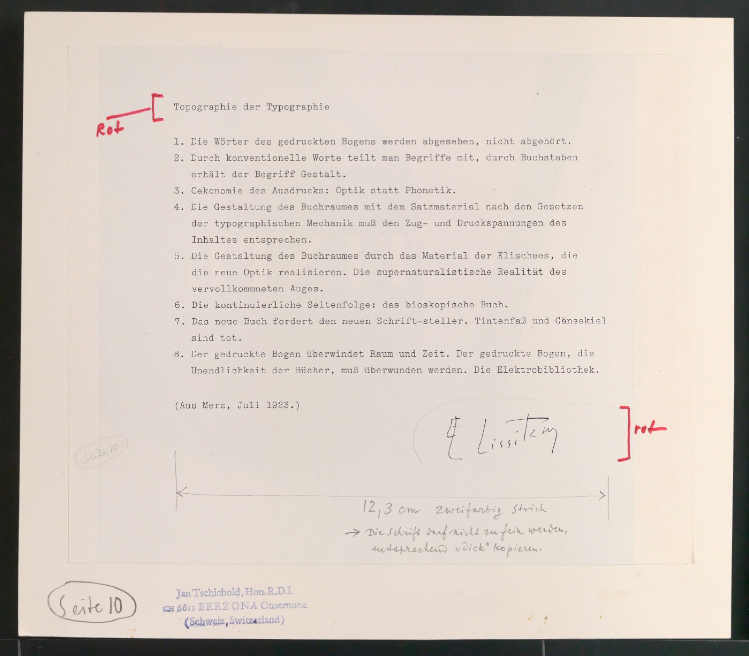 Mappe mit Vorarbeiten zu Werke und Aufsätze über El Lissitzky (1890-1941) — Blatt 12