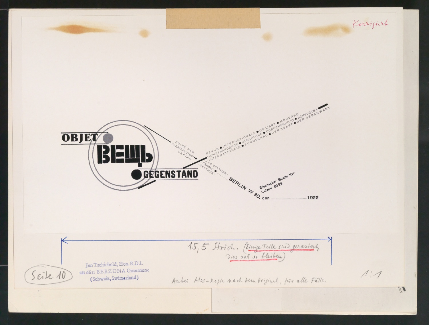 Mappe mit Vorarbeiten zu Werke und Aufsätze über El Lissitzky (1890-1941) — Blatt 14