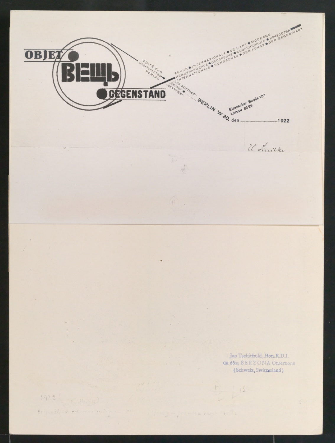Mappe mit Vorarbeiten zu Werke und Aufsätze über El Lissitzky (1890-1941) — Blatt 16