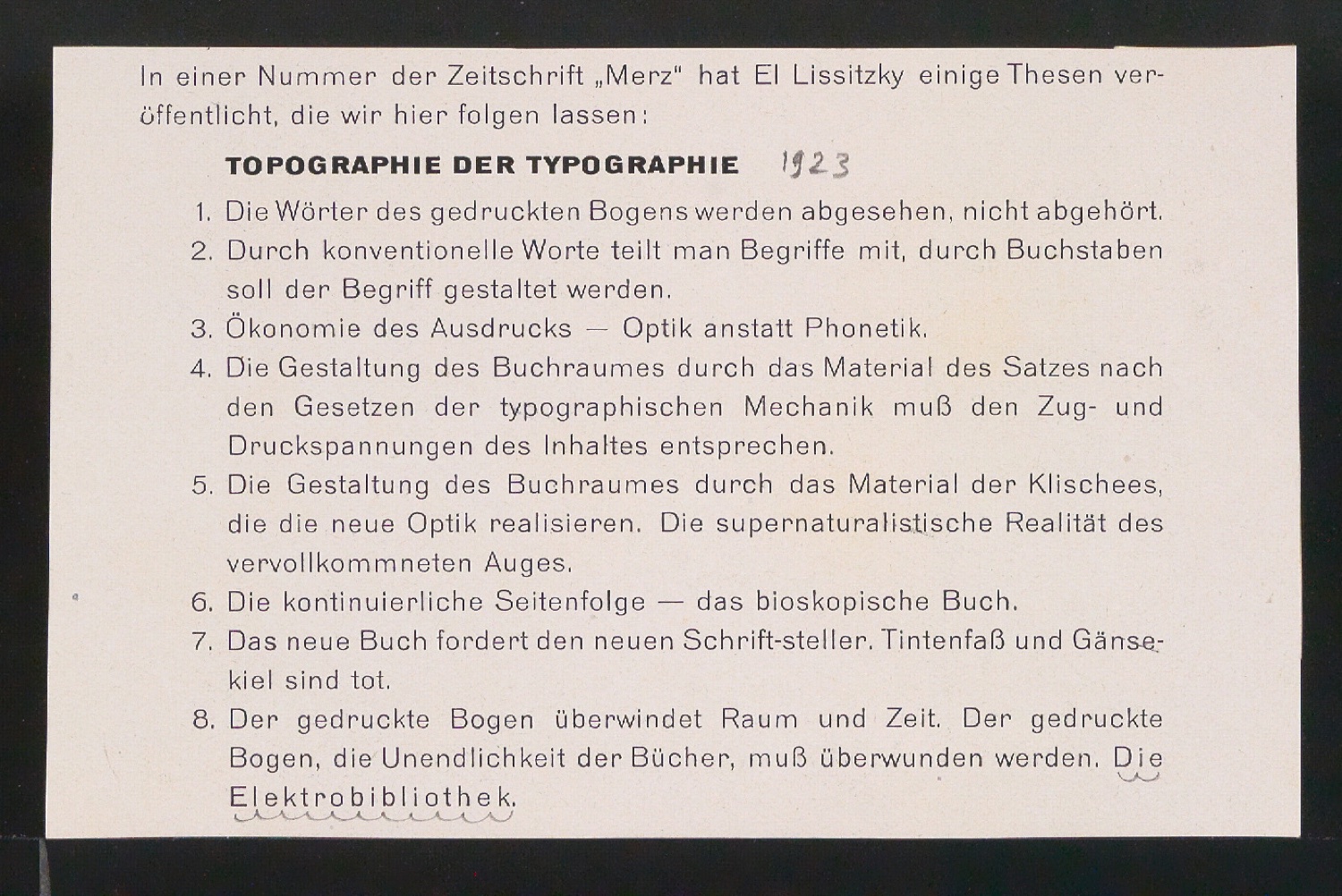 Mappe mit Vorarbeiten zu Werke und Aufsätze über El Lissitzky (1890-1941) — Blatt 26