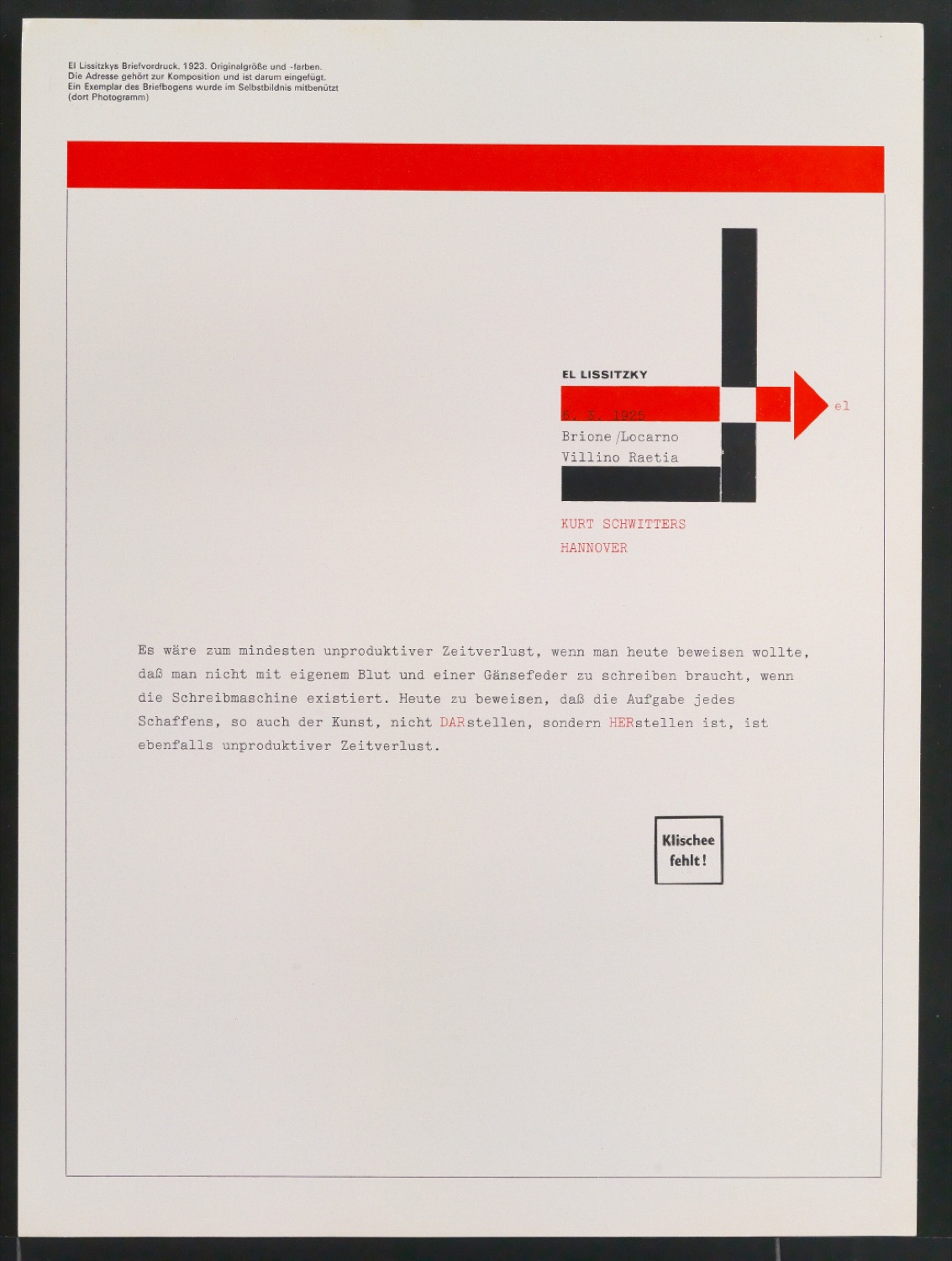 Mappe mit Vorarbeiten zu Werke und Aufsätze über El Lissitzky (1890-1941) — Blatt 54
