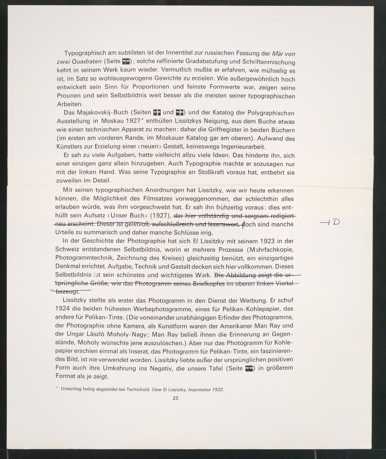 Mappe mit Vorarbeiten zu Werke und Aufsätze über El Lissitzky (1890-1941) — Blatt 56