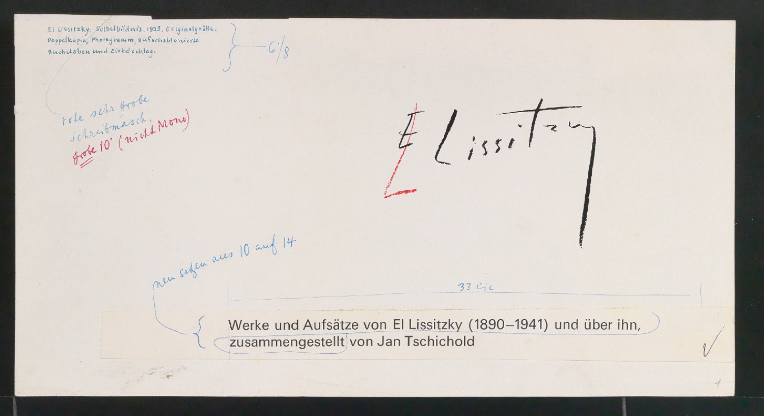 Mappe mit Vorarbeiten zu Werke und Aufsätze über El Lissitzky (1890-1941) — Blatt 58