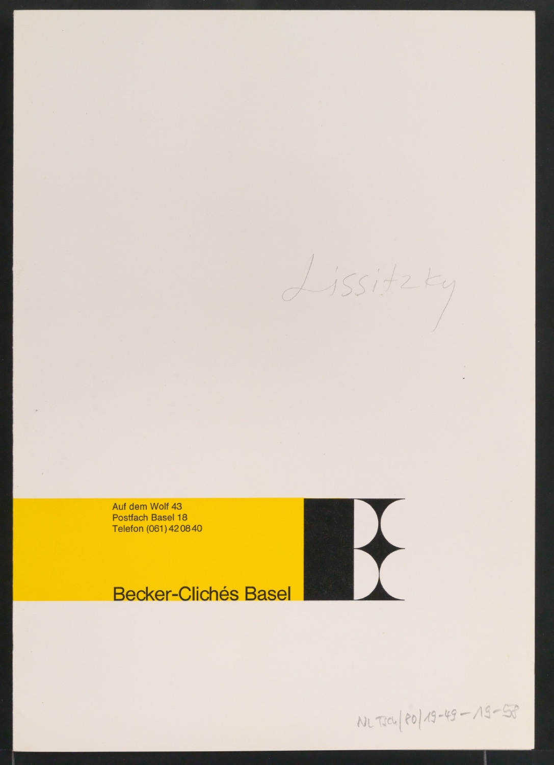 Mappe mit Vorarbeiten zu Werke und Aufsätze über El Lissitzky (1890-1941) — Blatt 96