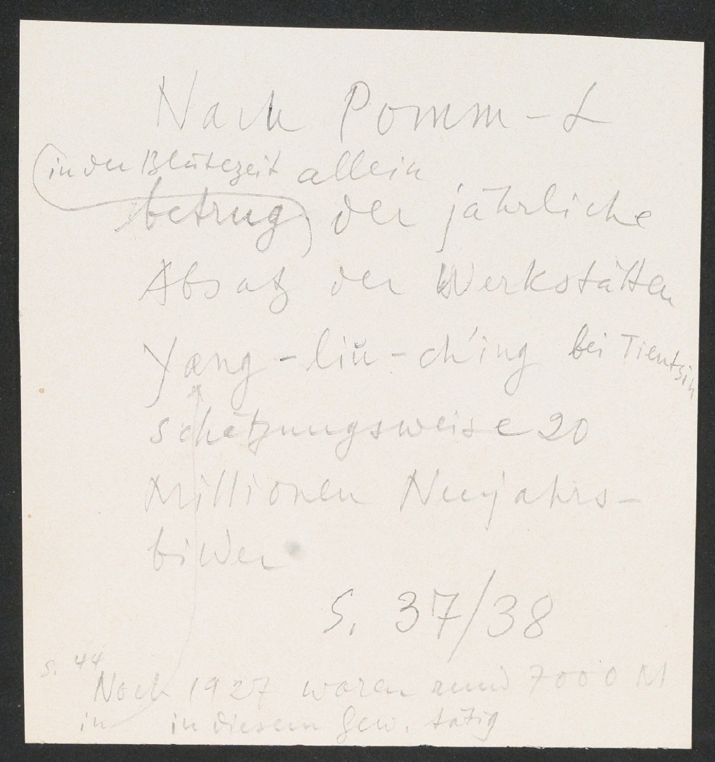 Arbeitsnotizen zu In Su-Chou um 1740: 15 Ku-Su-Drucke — Blatt 21