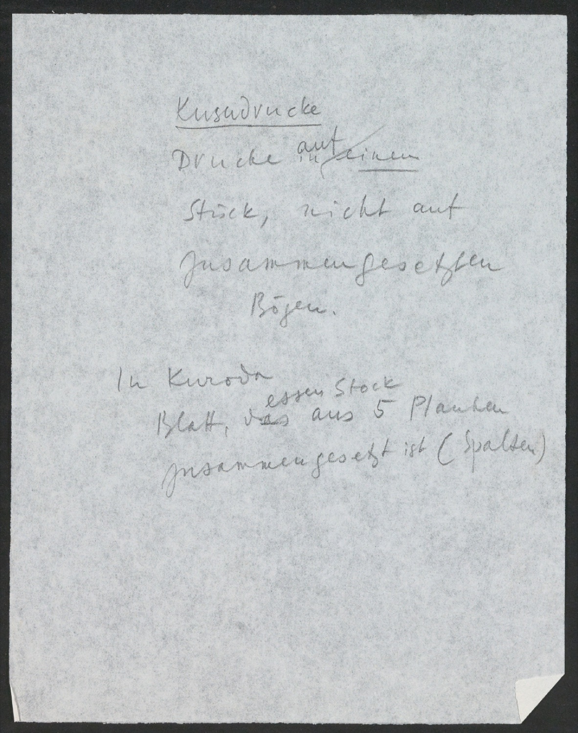 Arbeitsnotizen zu In Su-Chou um 1740: 15 Ku-Su-Drucke — Blatt 69