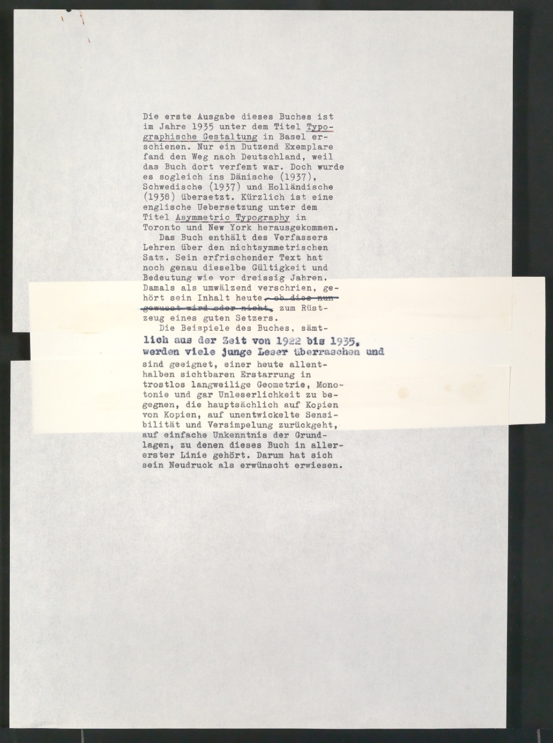 Arbeitsmaterial für Asymmetric Typography und Die unsymmetrische Satzweise — Blatt 7
